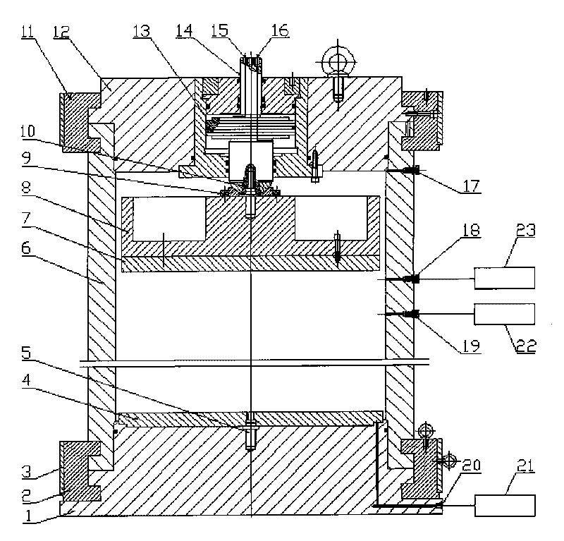 Explosion dynamic-load fracturing simulation test device