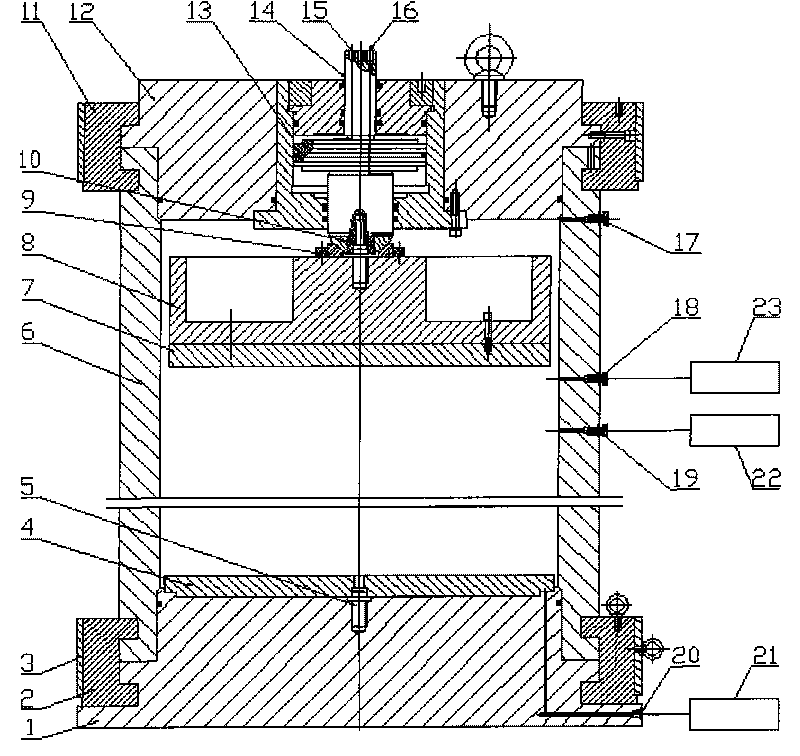 Explosion dynamic-load fracturing simulation test device