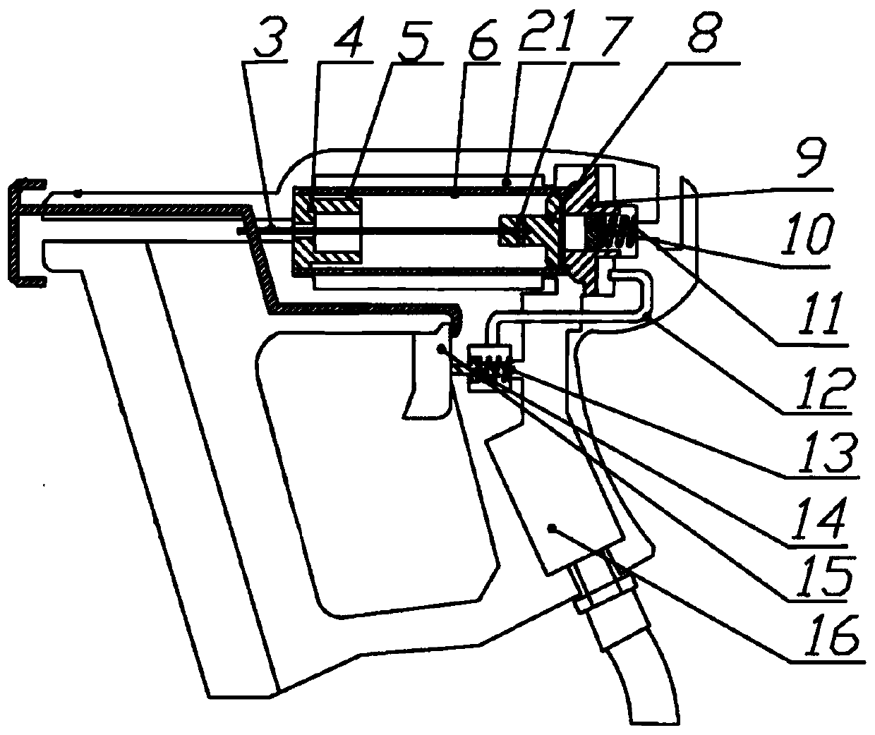 Pneumatic system of nail gun, pneumatic nail gun and nailing machine