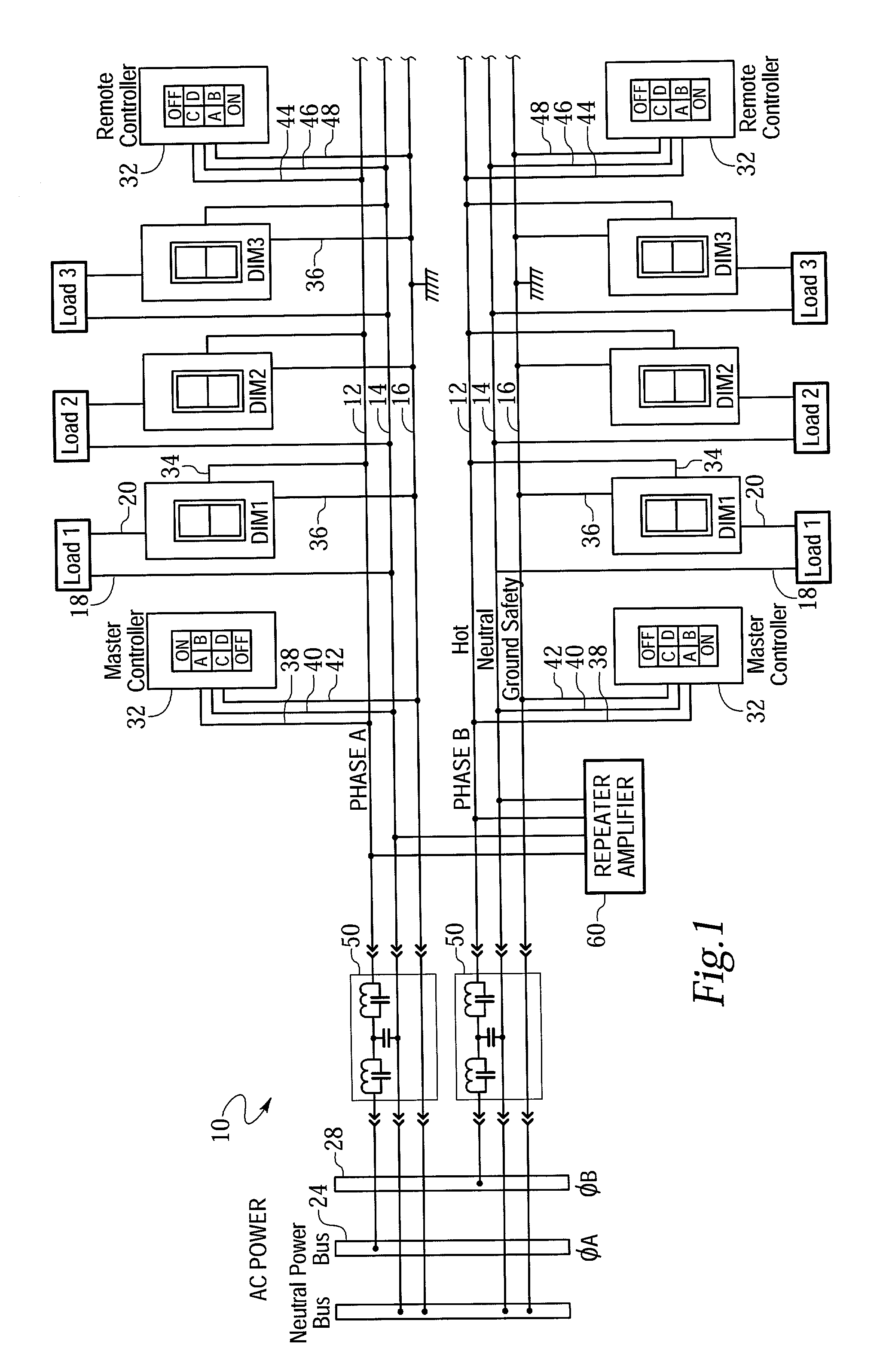 Repeater amplifier with signal firewall protection for power line carrier communication networks