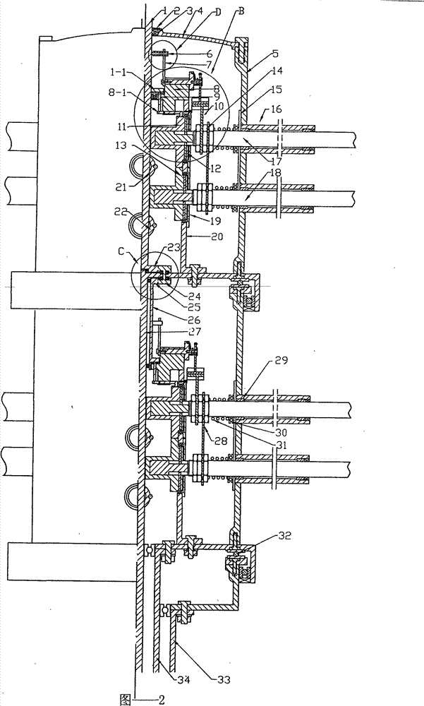 Double-layer reverse rotation vertical-shaft wind-power machine using horizontal combination active wing