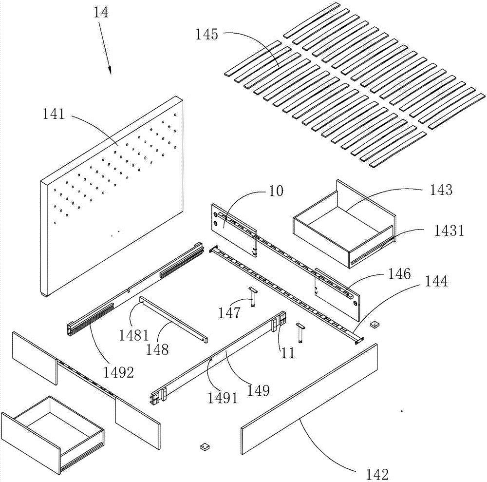 Bayonet connection structure and bed