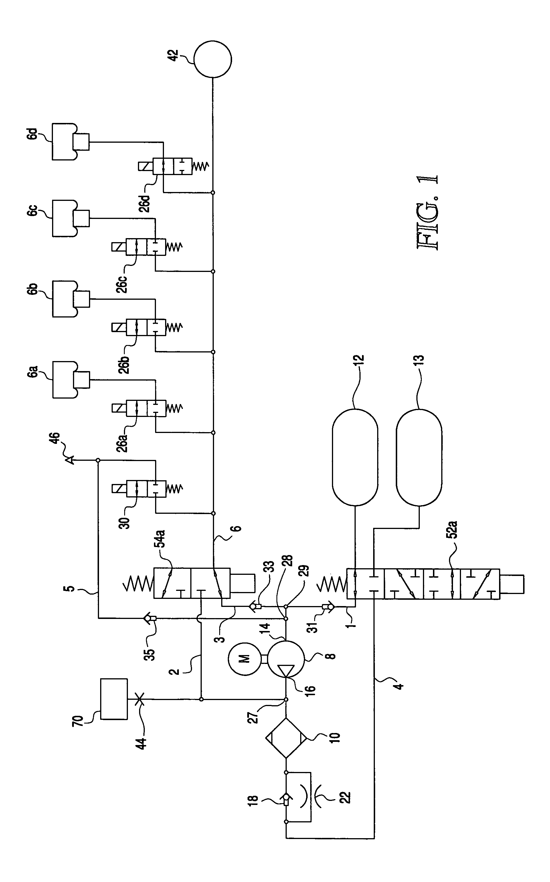 Closed level control system for a vehicle with the system having two pressure stores