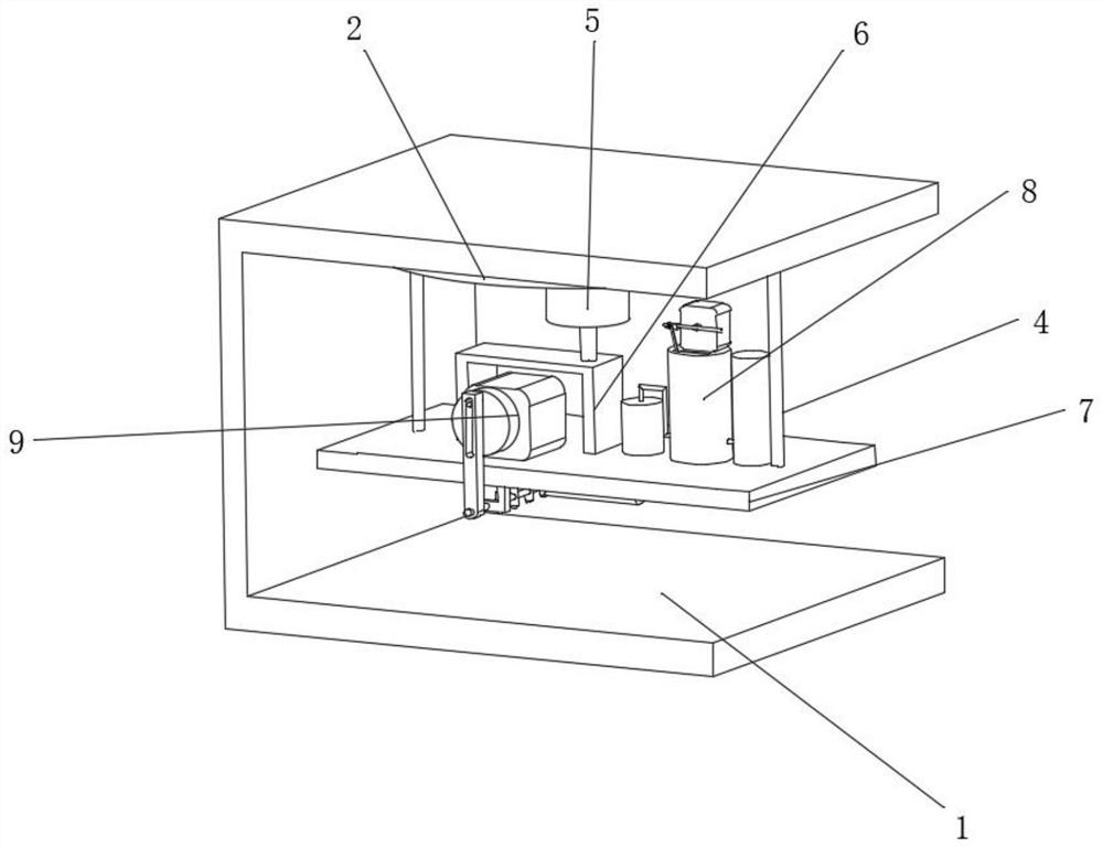 Automatic spraying device for lifting process of wire cutting machine