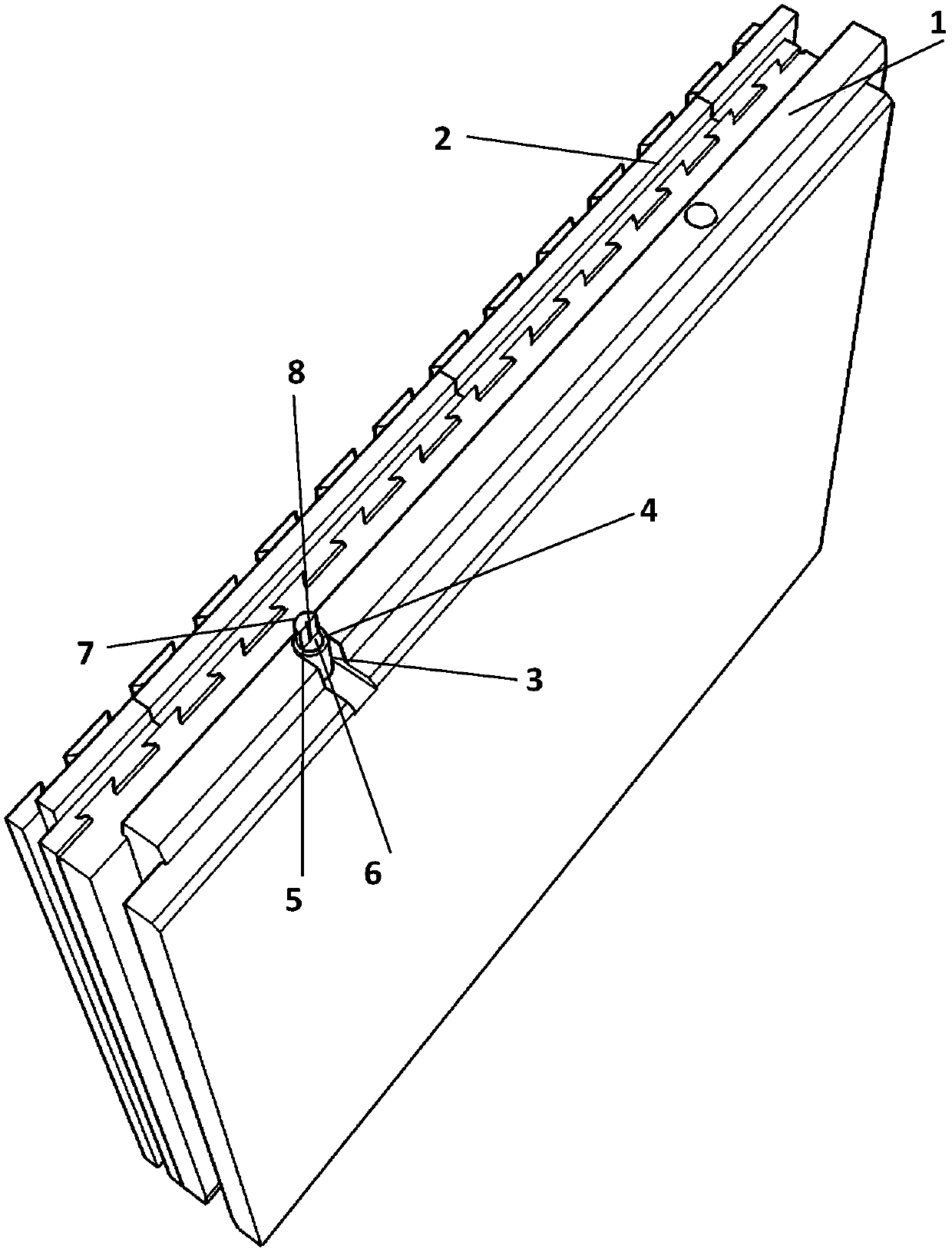 Inline-shaped composite wall with external thermal insulation with lead pipe-coarse sand energy dissipation and shock absorption key and its method