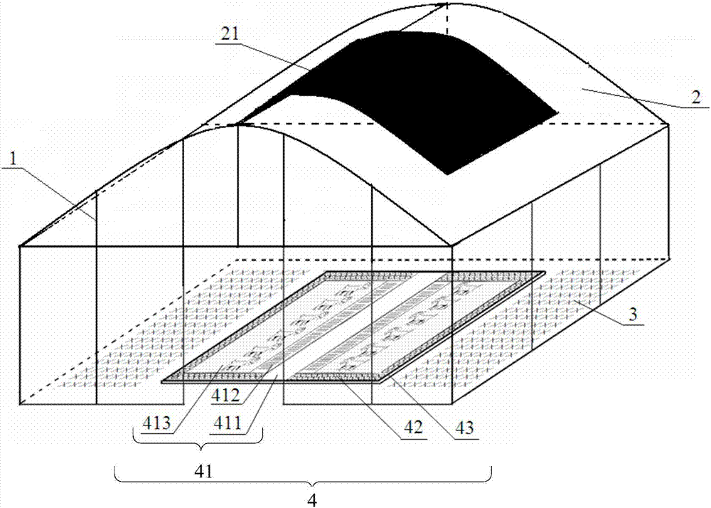 Repairing method of greenhouse ecological cycle planting and breeding saline and alkaline land