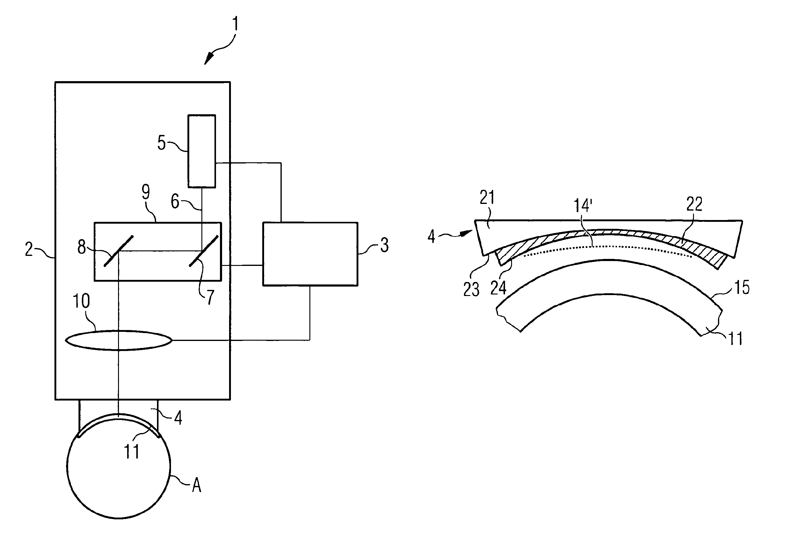 Apparatus for generating a correcting cut surface in the cornea of an eye so as to correct ametropia as well as a contact element for such apparatus