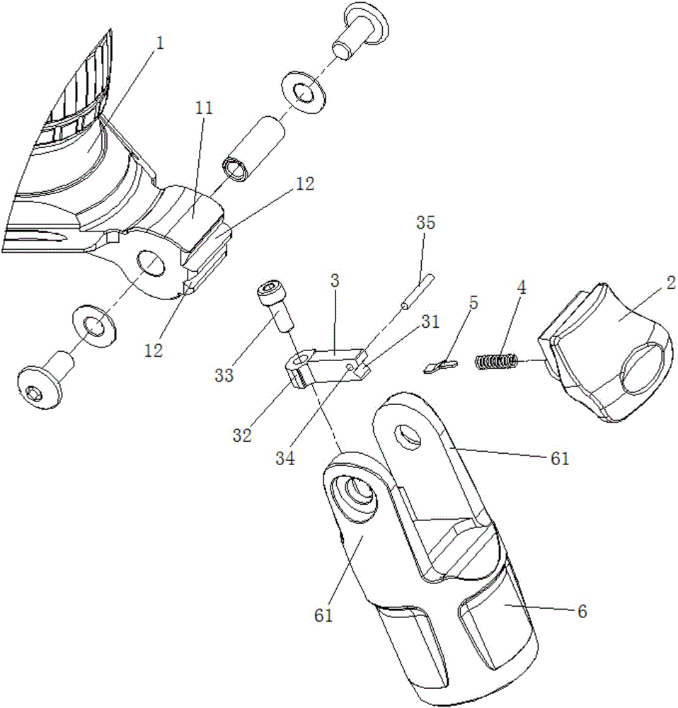 Reverse-folded tripod button adjusting and locking structure
