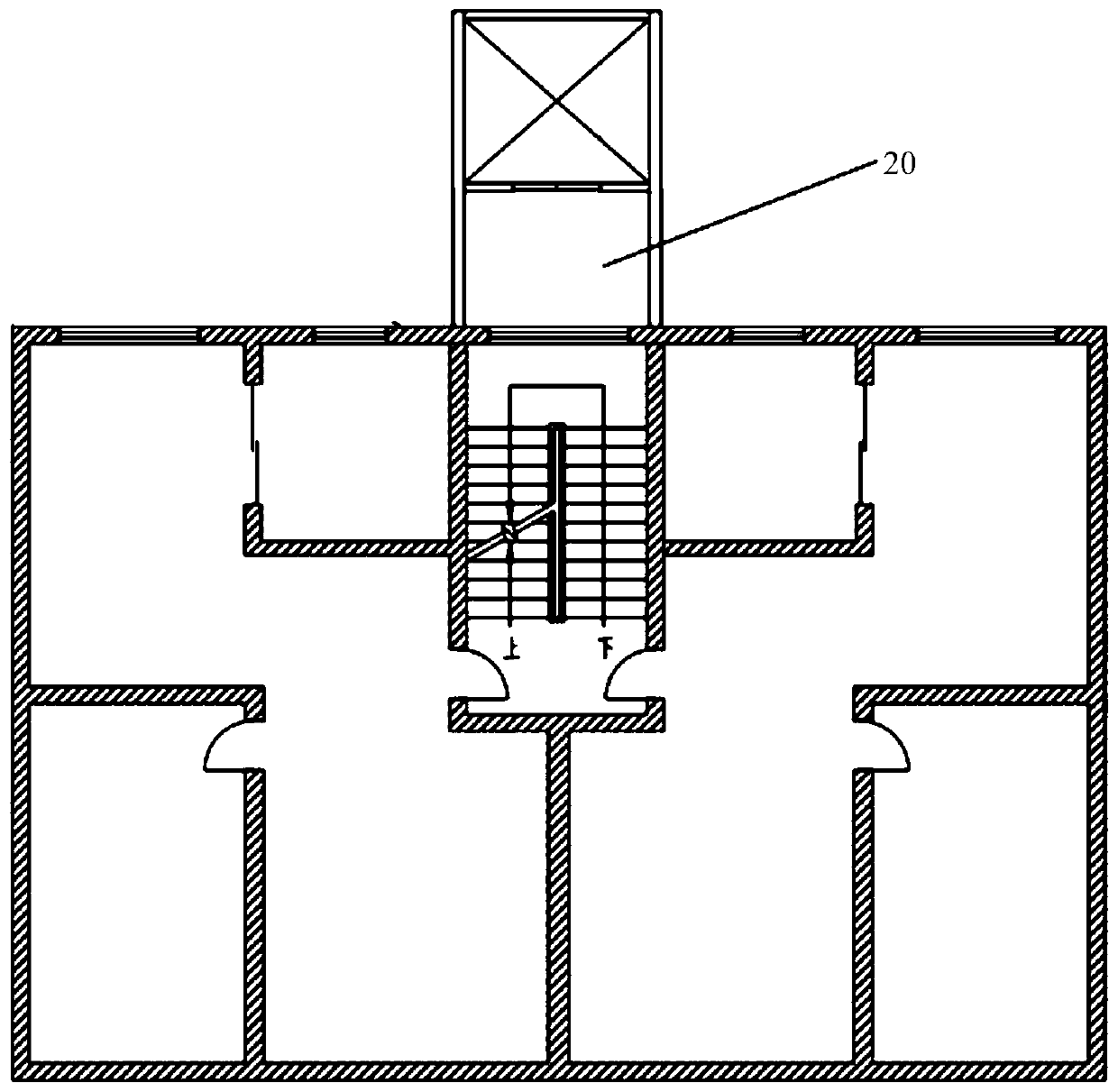 Novel roof steel truss suspension assembled elevator structure and construction method thereof