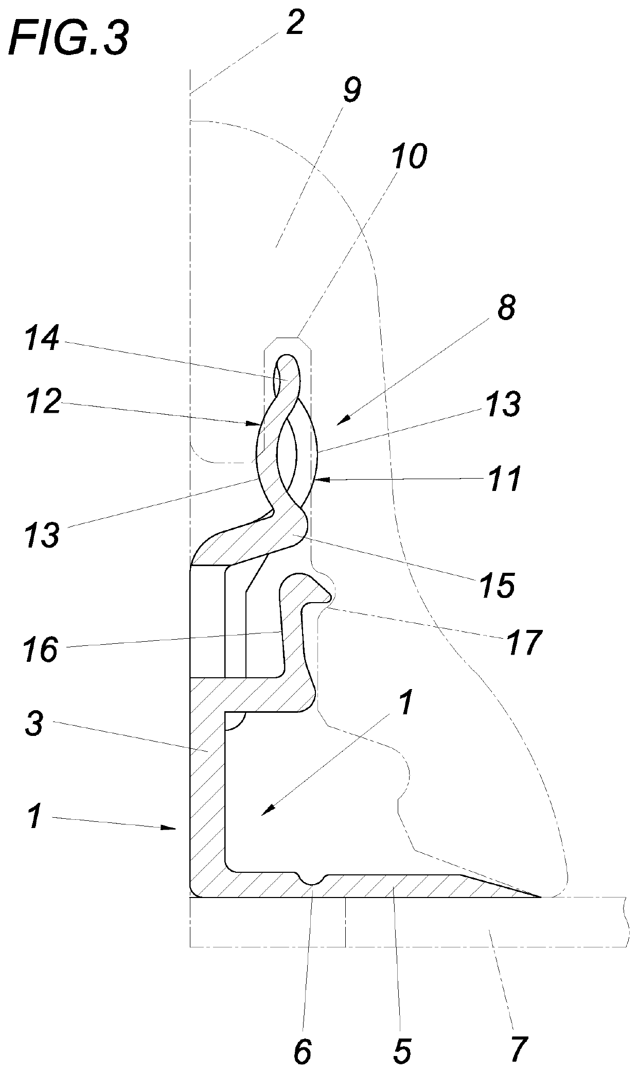 Device for fastening a finishing strip