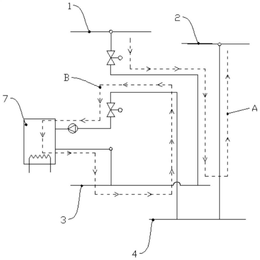 Quick-heating central air conditioner water circulation control system and method