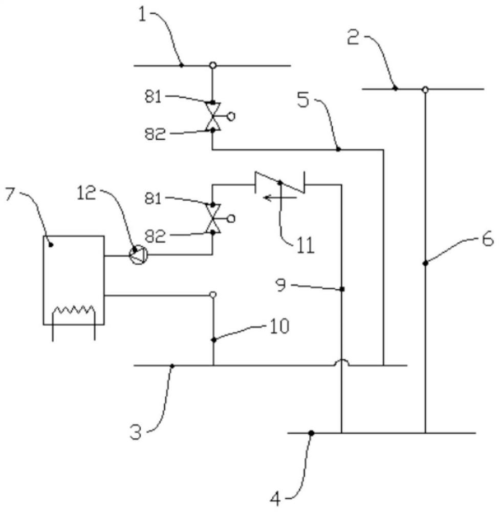 Quick-heating central air conditioner water circulation control system and method