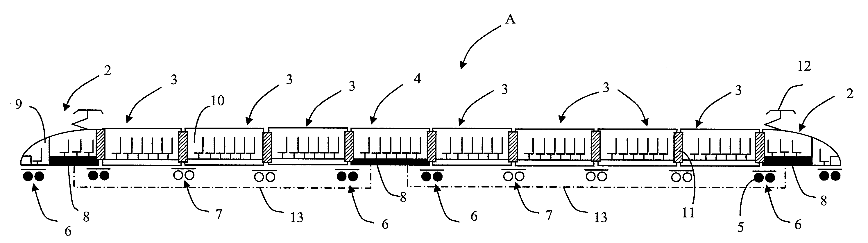 Railcar for passenger transport