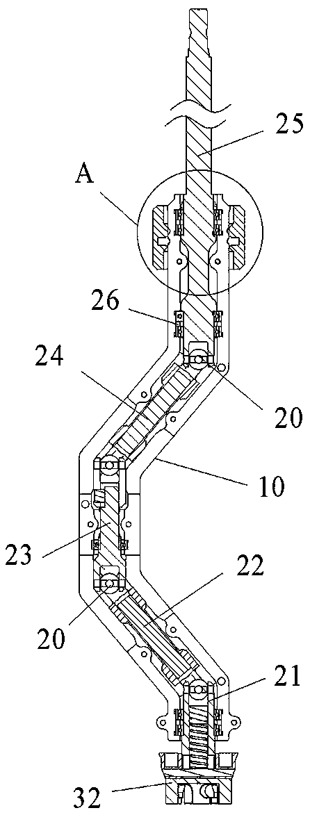 Gear type universal shaft connection anti-blocking acetabulum filing and cup placing self-locking mechanism rod