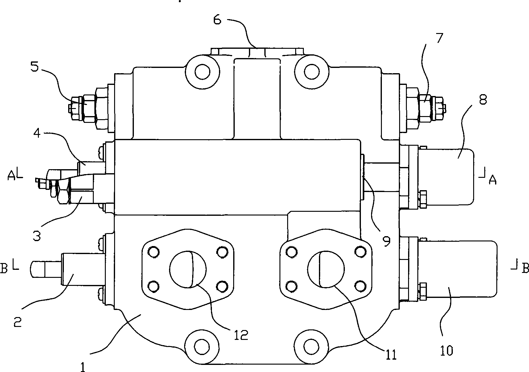 Integral manual multiple-way valve