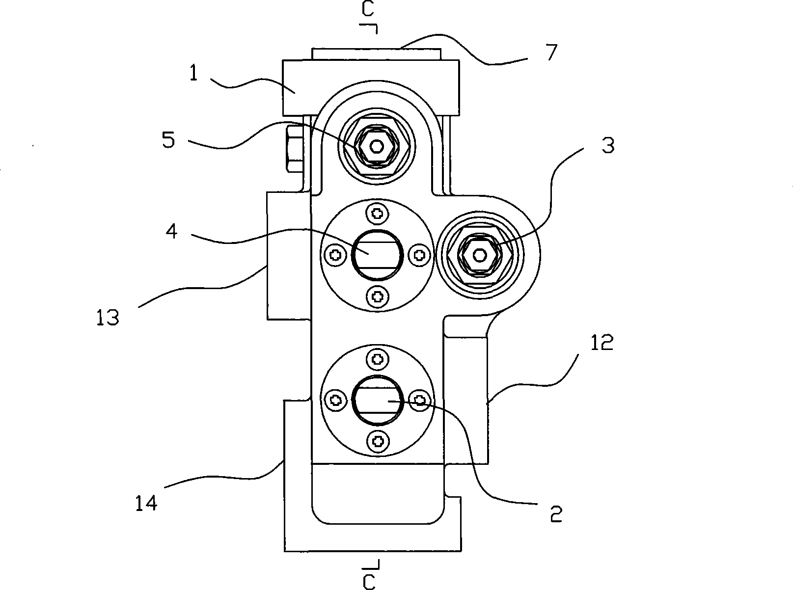 Integral manual multiple-way valve
