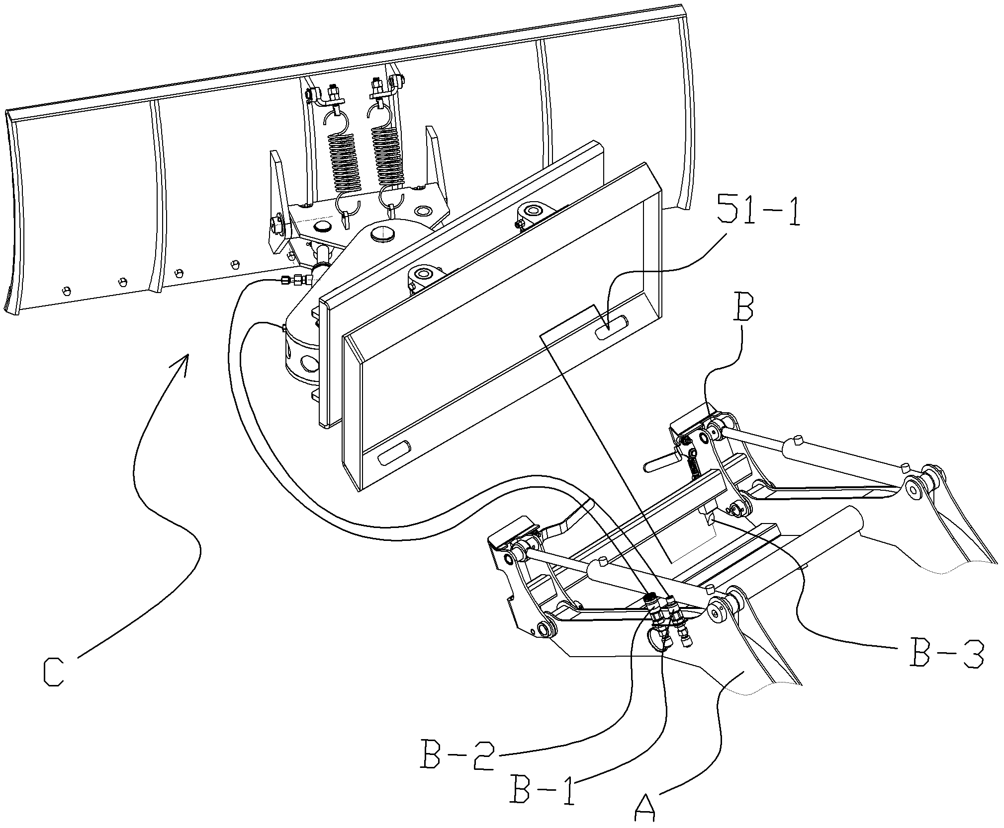 Snow pusher of skid steer loader