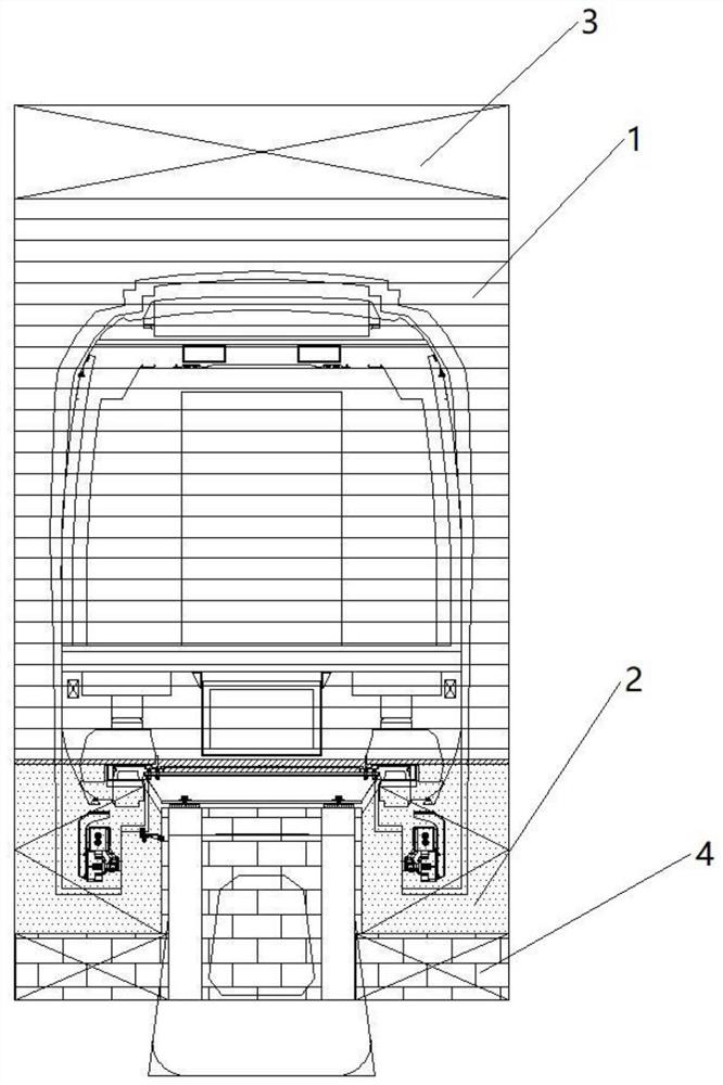 Butt joint type garage door for maglev train parking train inspection garage