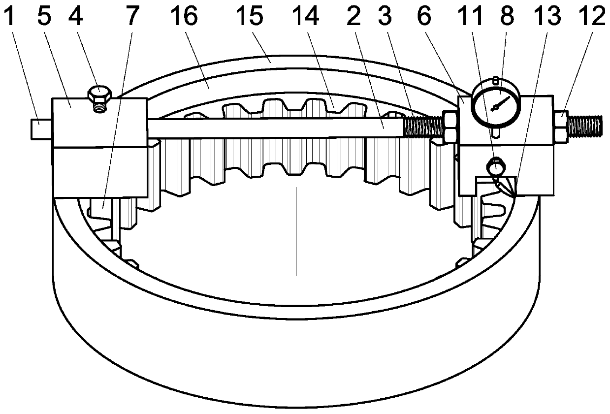 Detection device and detection method for tooth ring runout of big gear wheel