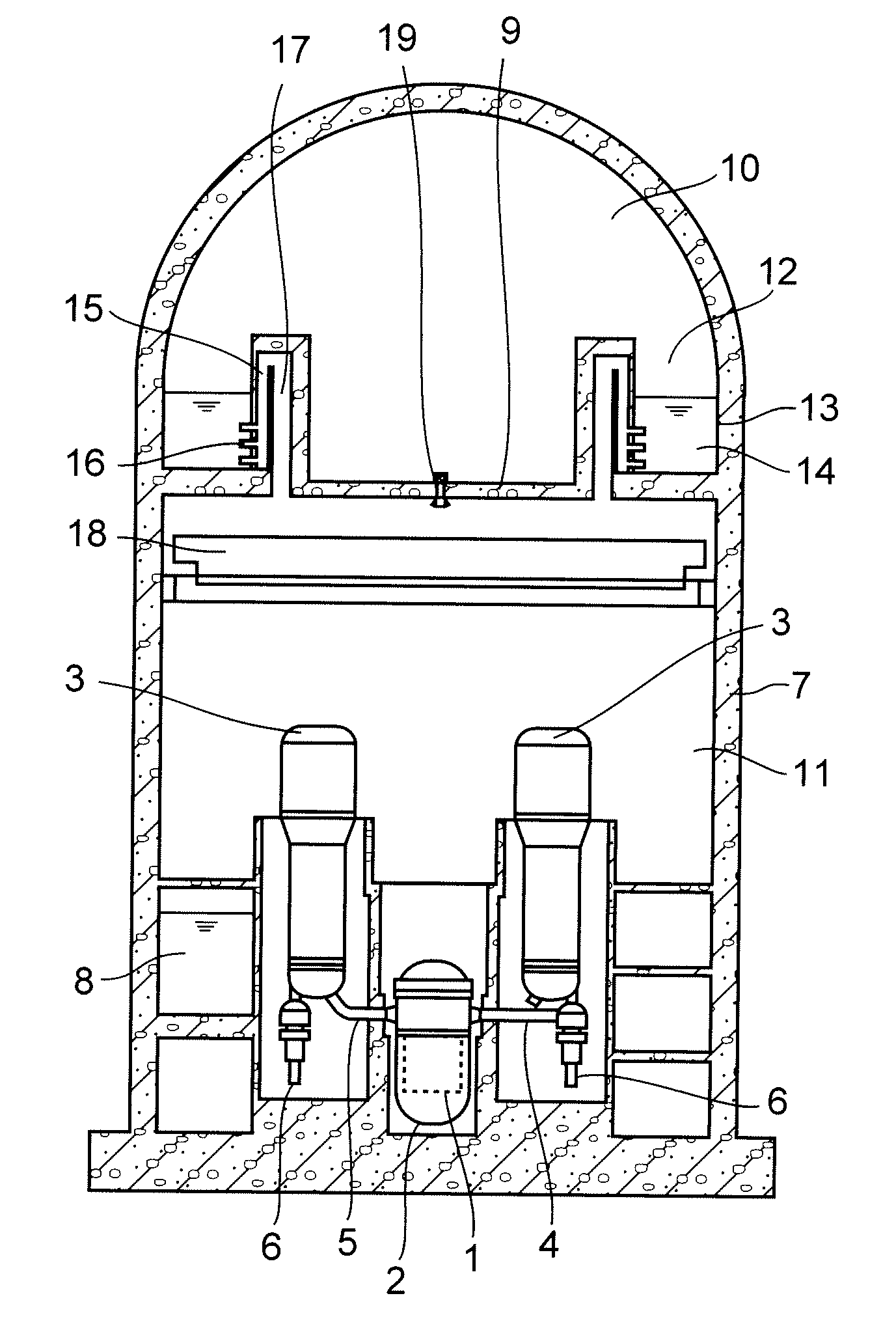 Containment vessel and nuclear power plant therewith
