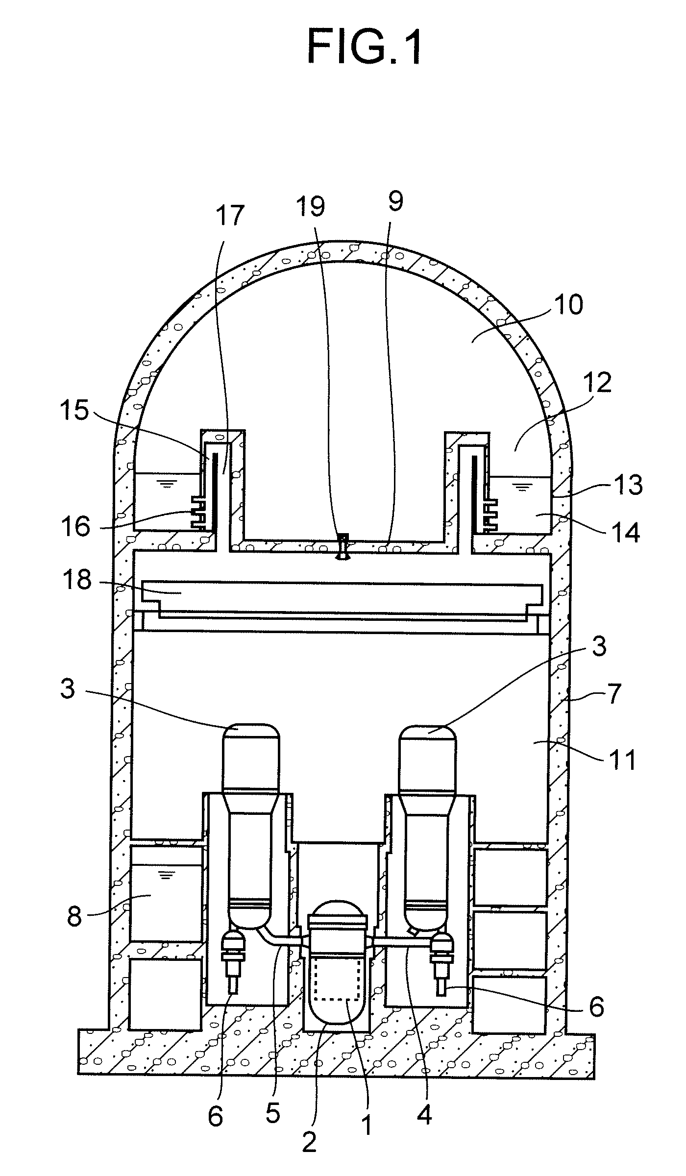 Containment vessel and nuclear power plant therewith