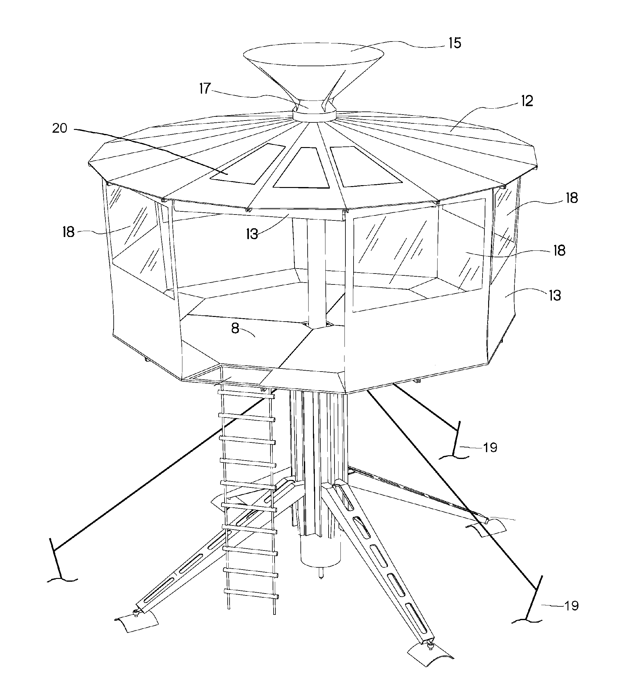 Elevated living space assembly and method