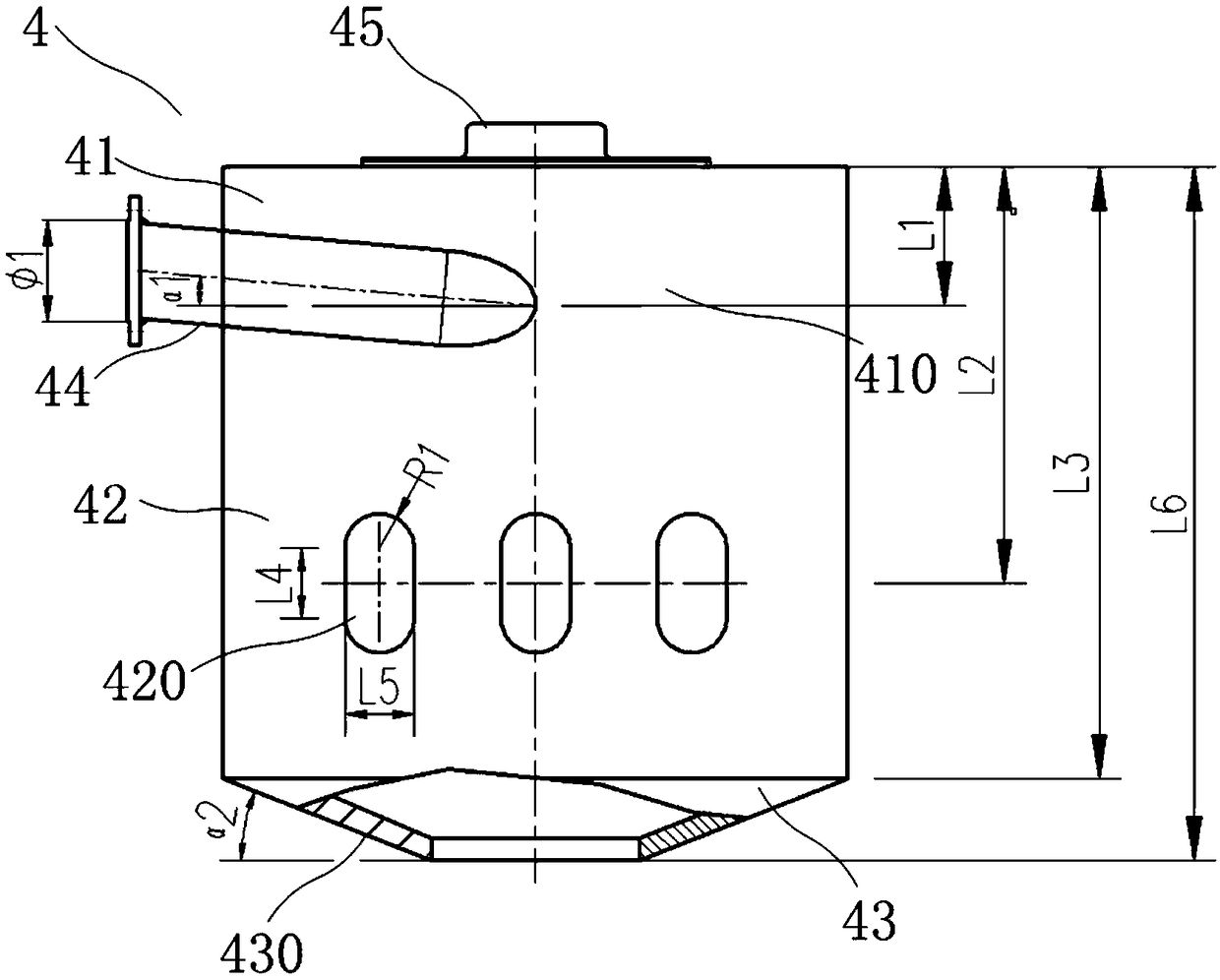 Cyclone bottom-flow energy dissipation device in graded tailing filling system and energy dissipation method thereof