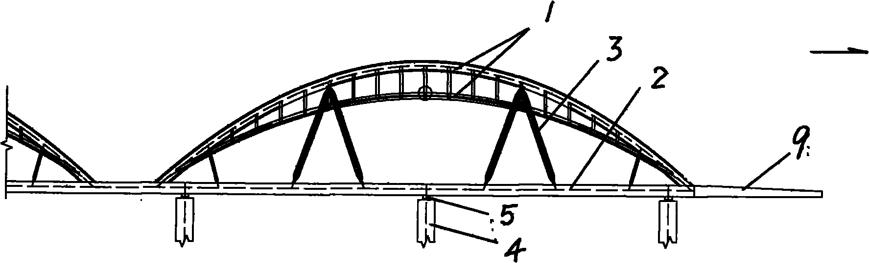 Arch bridge construction method for combined beam-steel arch combined system