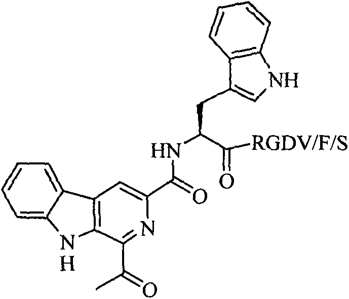 RGD tetrapeptide-modified β-carbolinoyl-tryptophan, its preparation, nanostructure, activity and application
