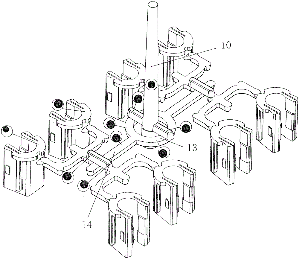 A cold runner structure with multi-cavity flow balance