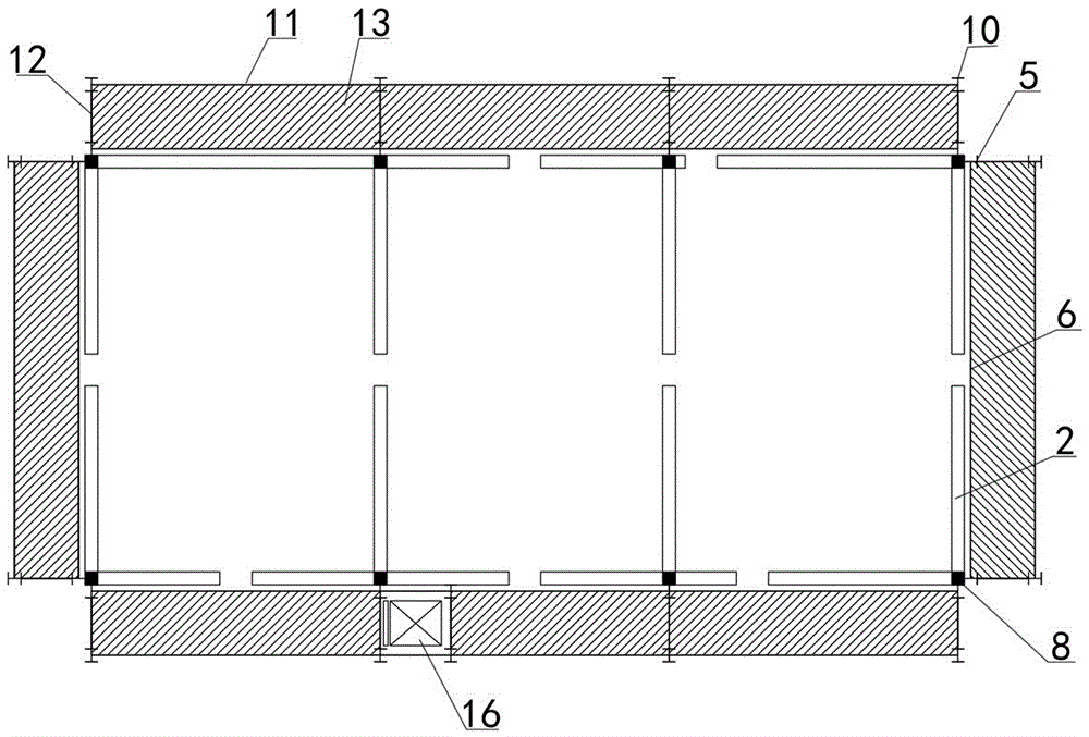 Additional type space constraint high-ductility building block modification structure and construction method