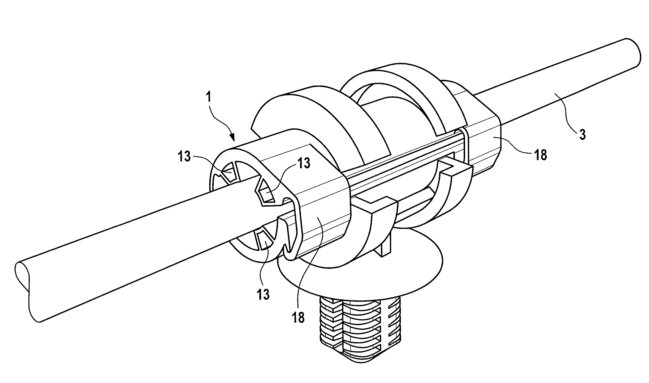 Fastening device for fixing a cable