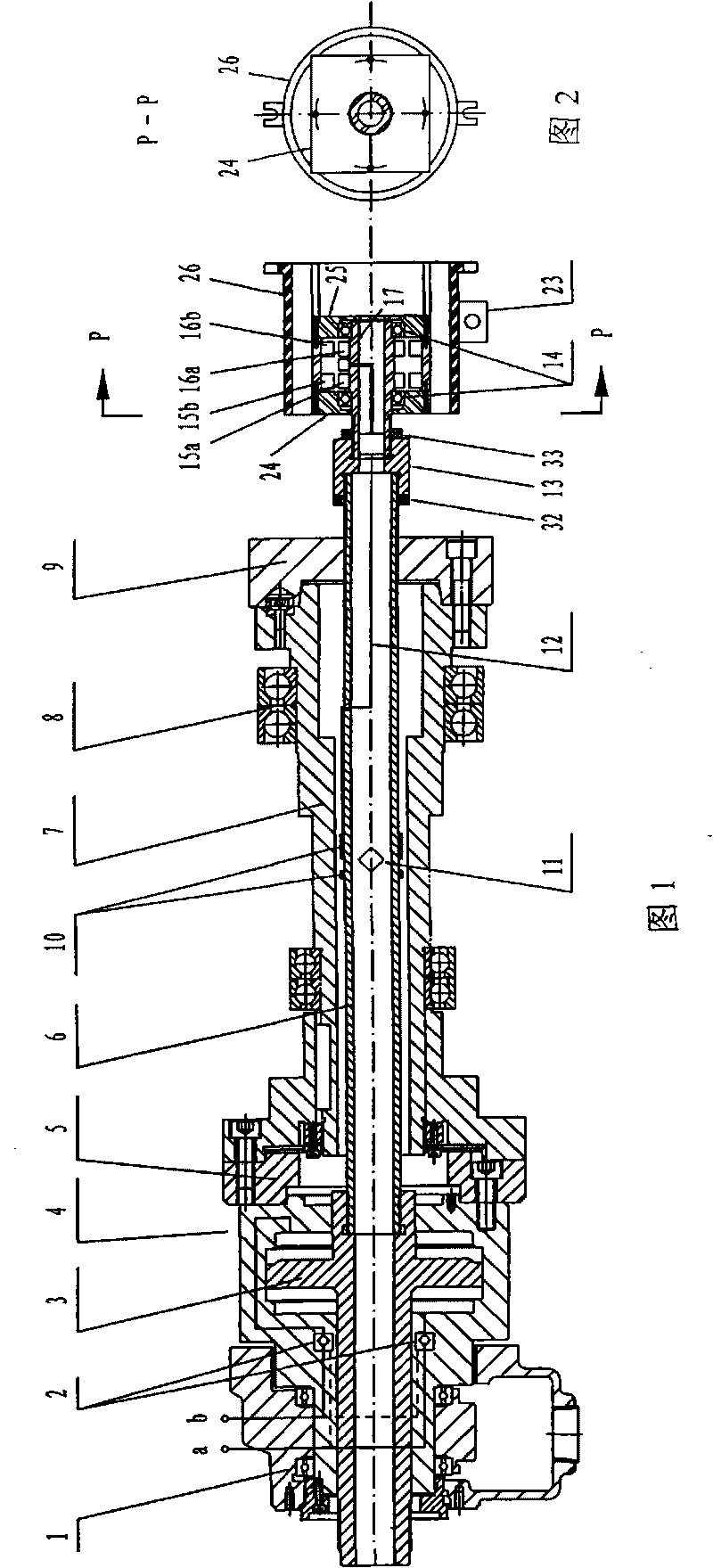 Device for measuring push-pull force output by rotating hydraulic cylinder