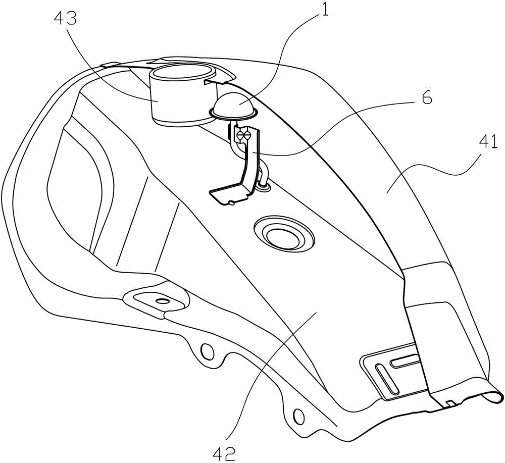 A fuel tank oil-gas separation structure assembly