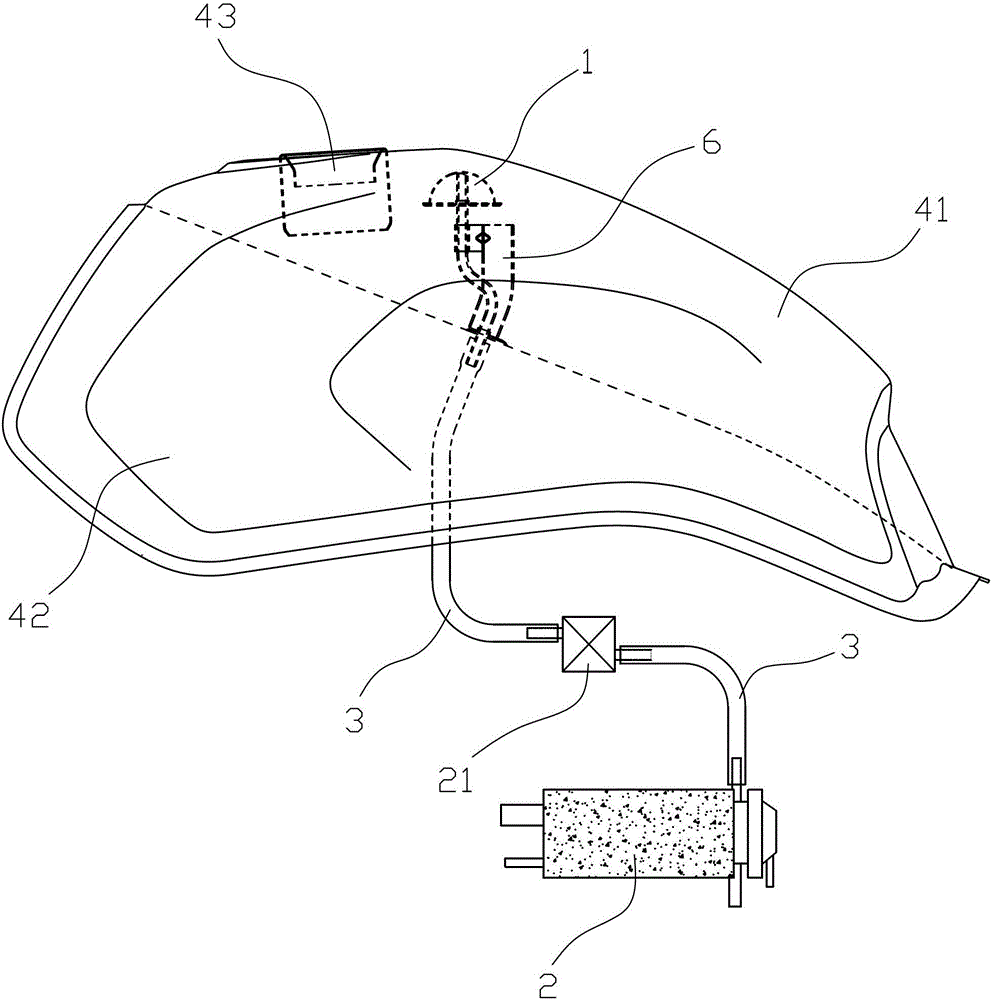 A fuel tank oil-gas separation structure assembly