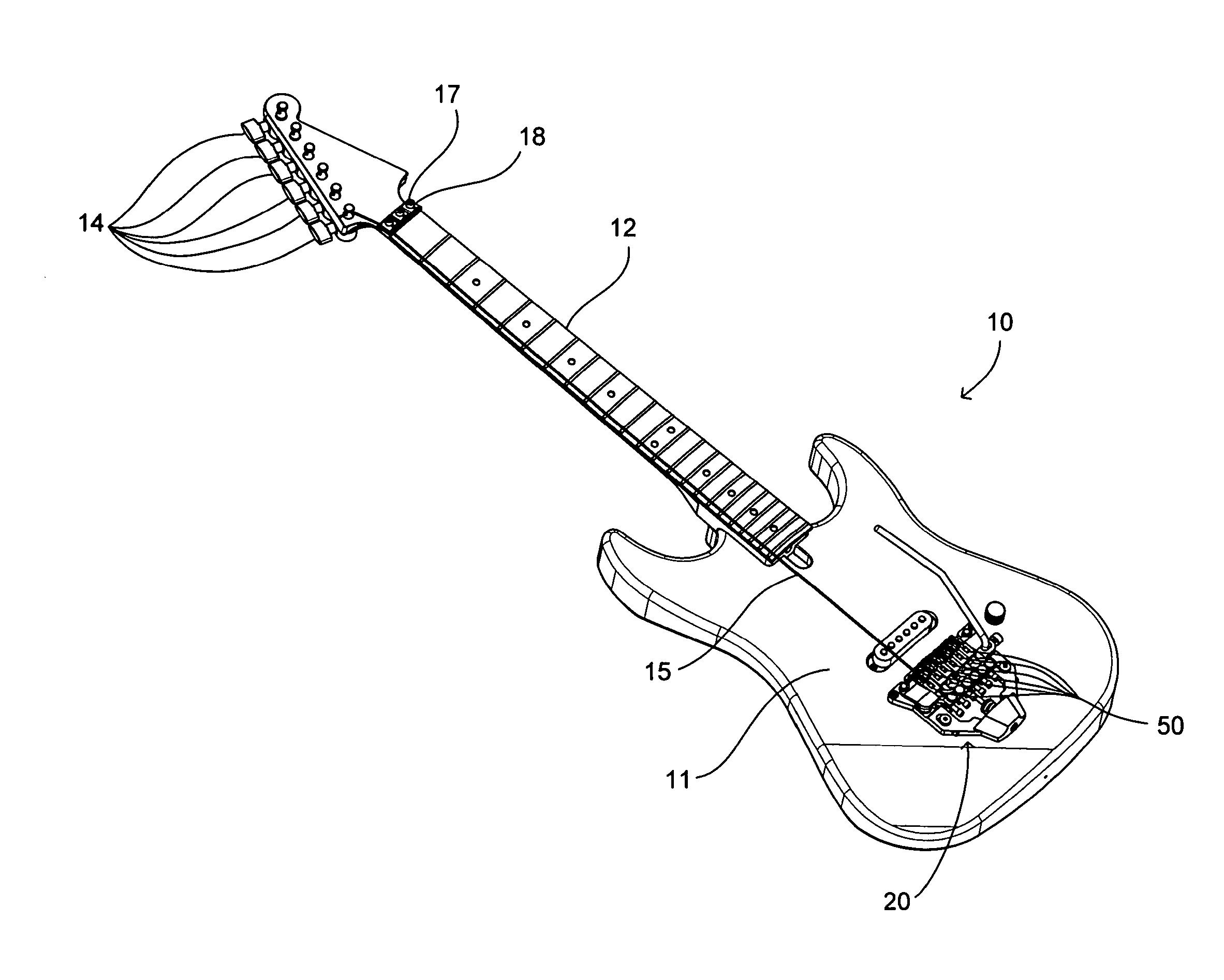Top mounted tremolo and tuning apparatus