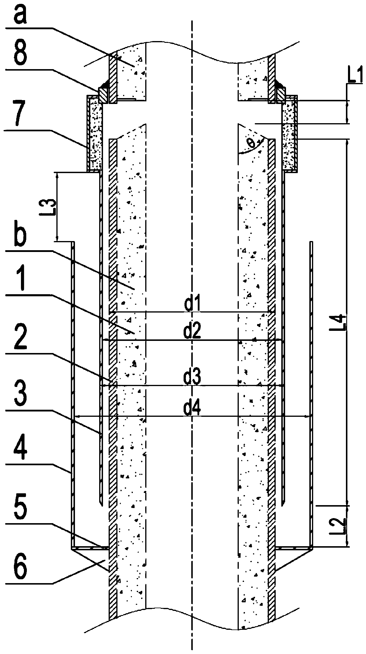Powder conveying channel connection structure and method