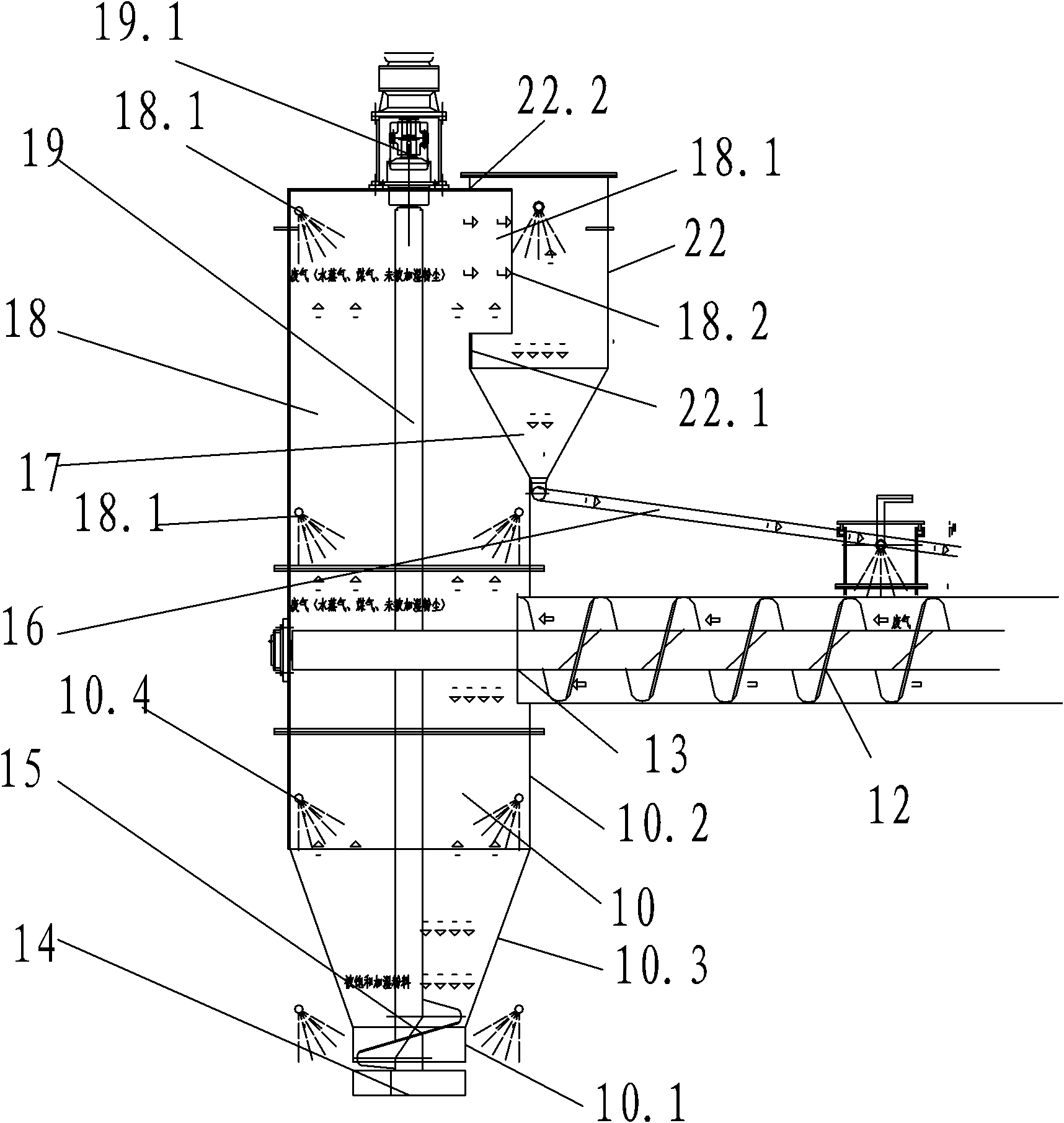 Multi-stage humidification powder dedusting method and device for cyclic dedusting