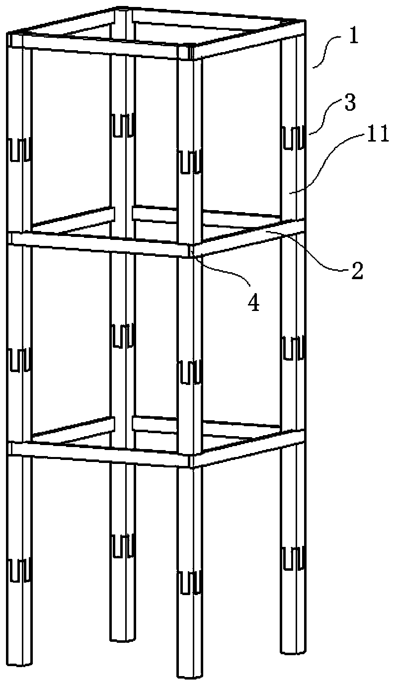 Assembled mortise and tenon structure with diagonal braces