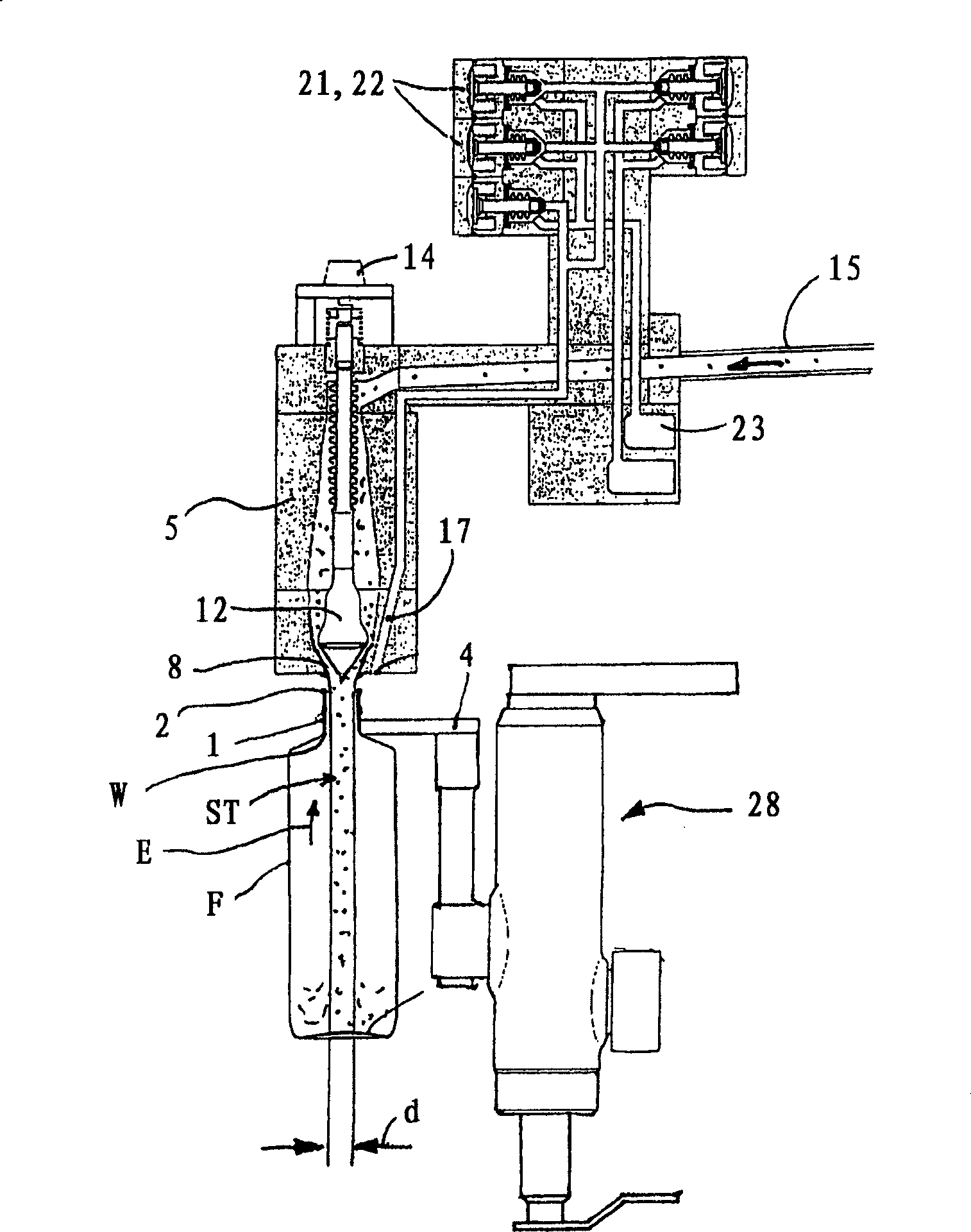 Counter-pressure filling device and method for counter-pressure filling