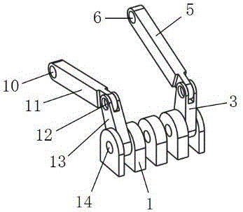 Multi-unit connection rod driving type heavy-duty loading robot with three rocker arms