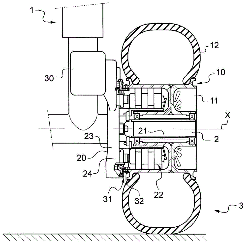 Device for rotational coupling of a crown gear to a wheel and aircraft landing gear provided with such a device