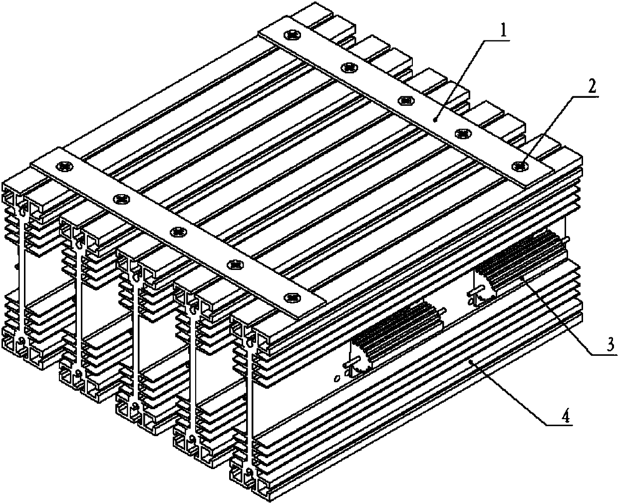 Radiator fixing structure of power supply and distribution load device