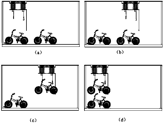 Suspension lifting type double-layer bicycle parking frame