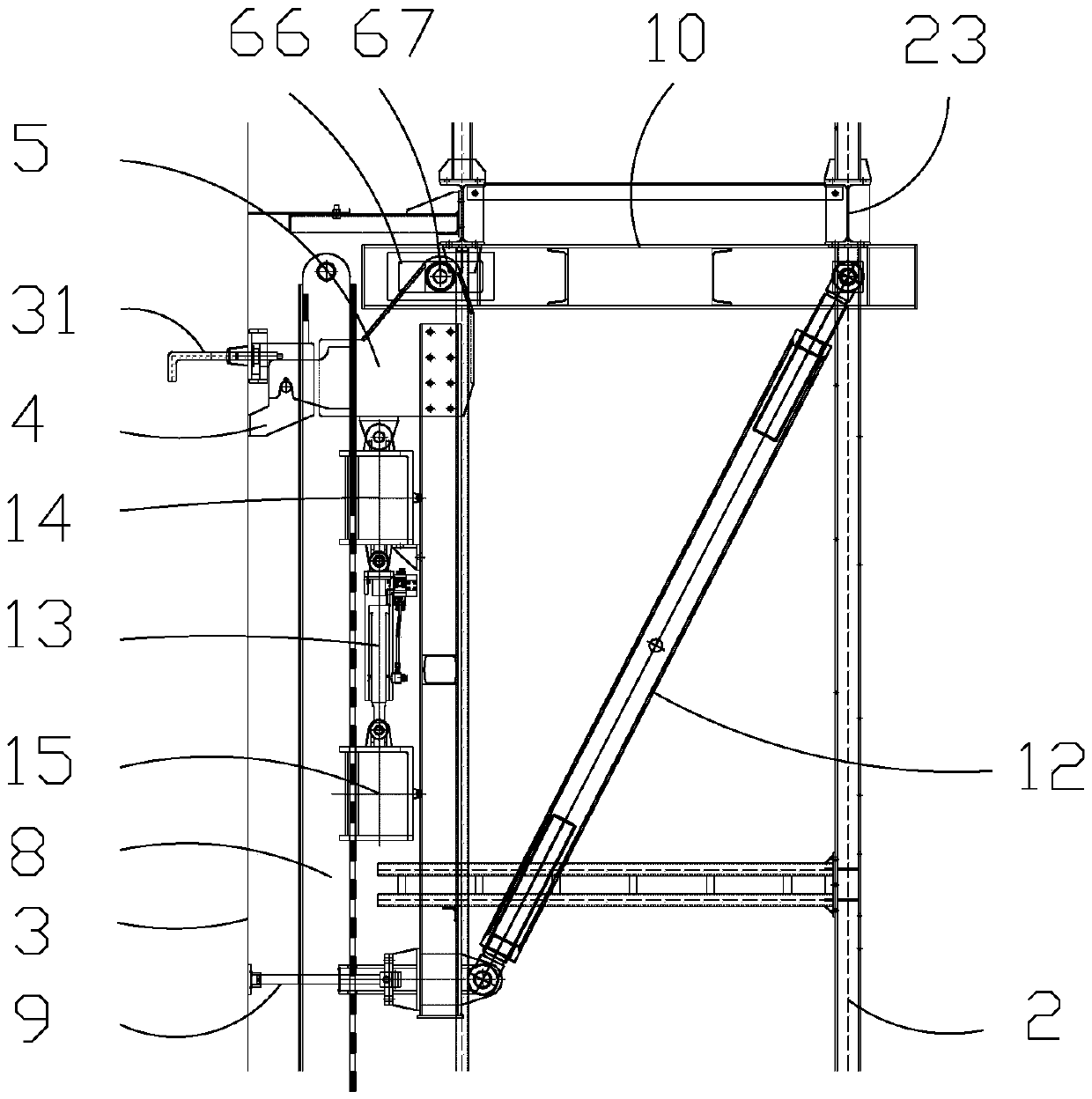 Portal self-adaptive telescopic hydraulic climbing platform system and its climbing method