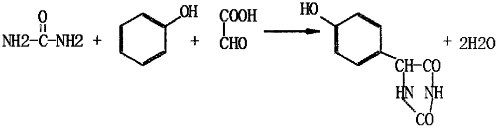 Production process of DL-p-hydroxybenzene hydantoin and urea sulfate/ammonium sulfate thereof