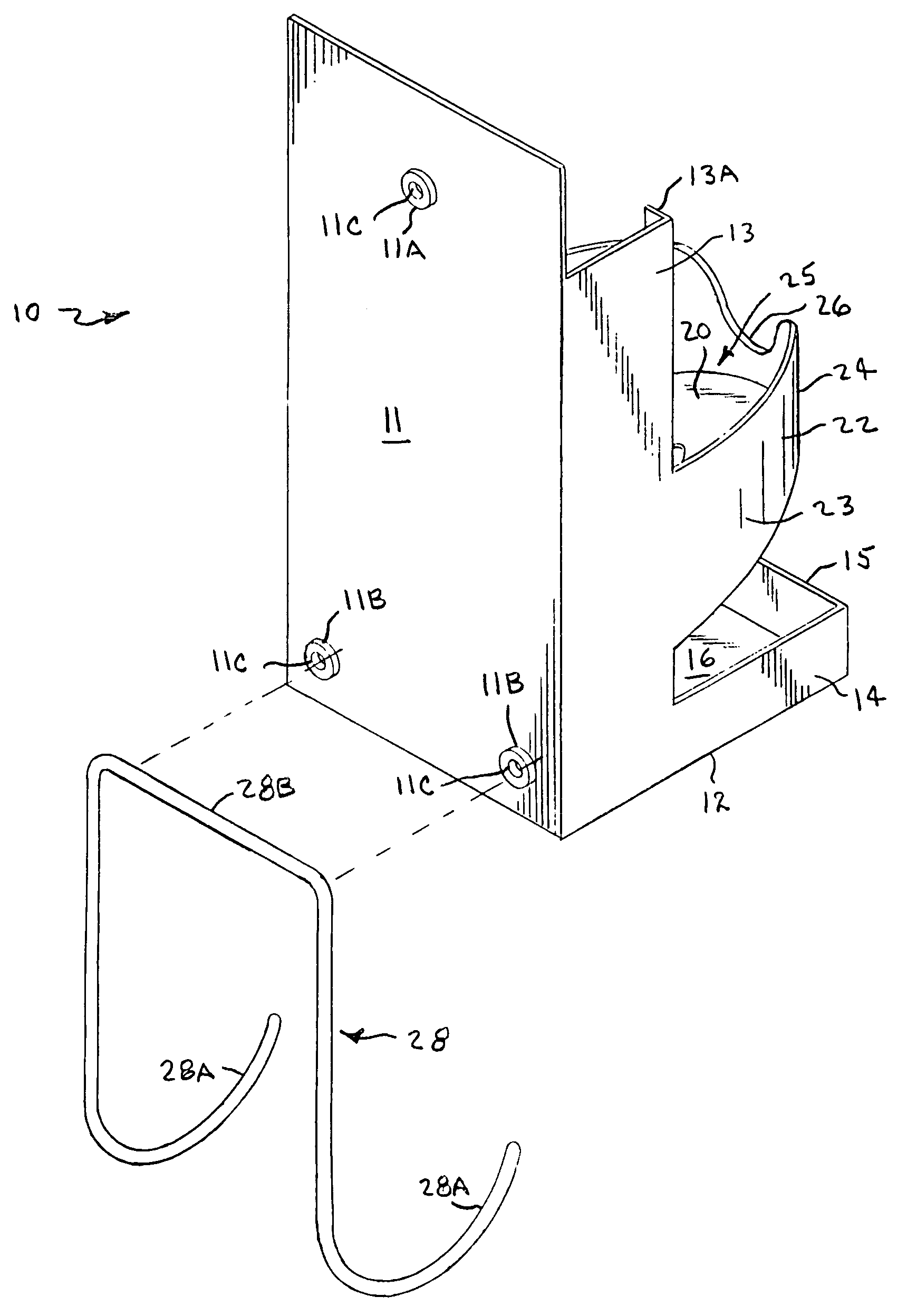 Iron holder with drain and reservoir