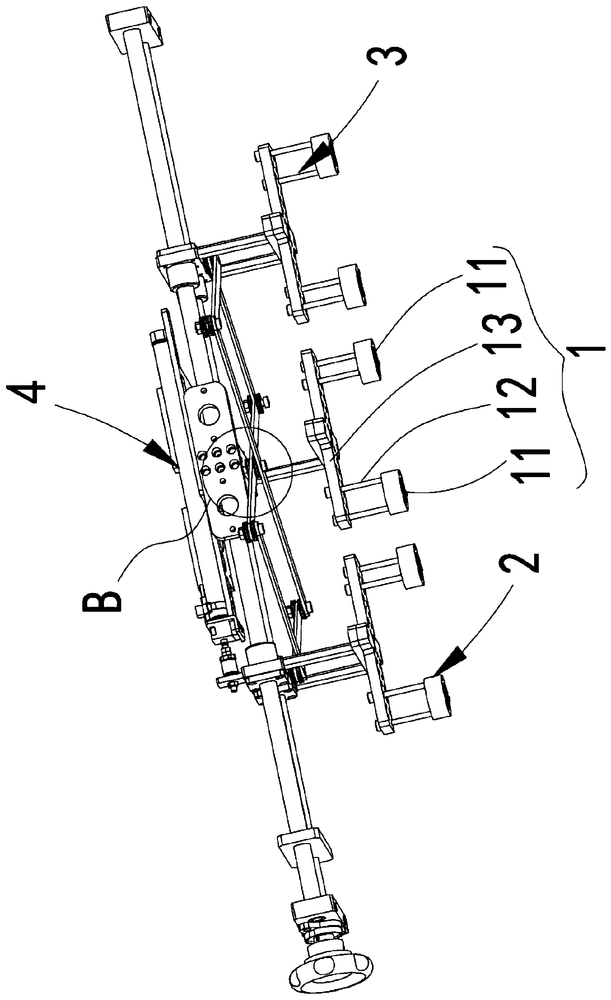 Single power two-way moving mechanism and flat feeding machine