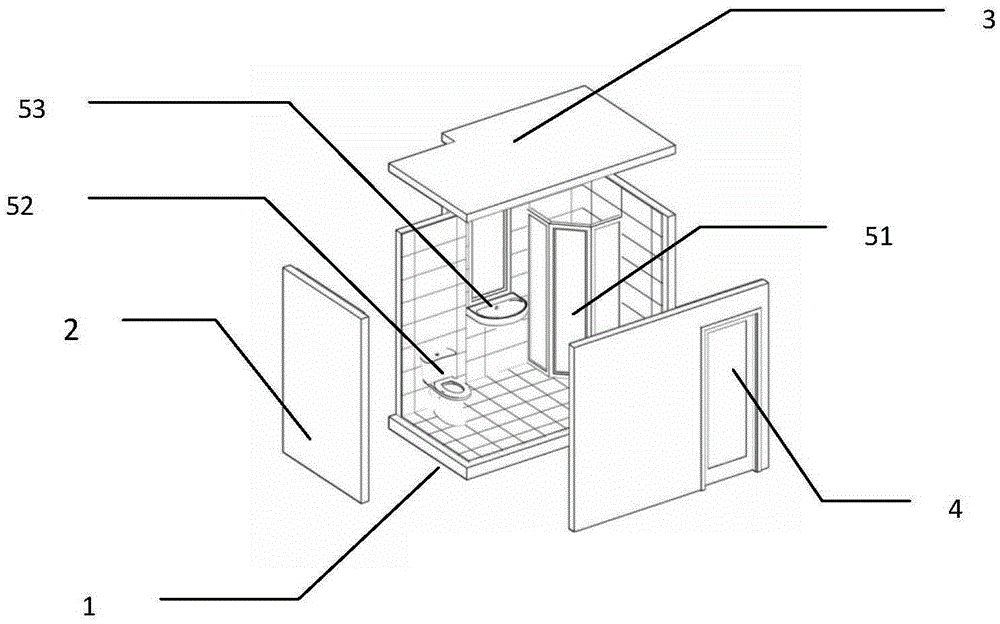 Assembly-type integrated bathroom and construction method thereof