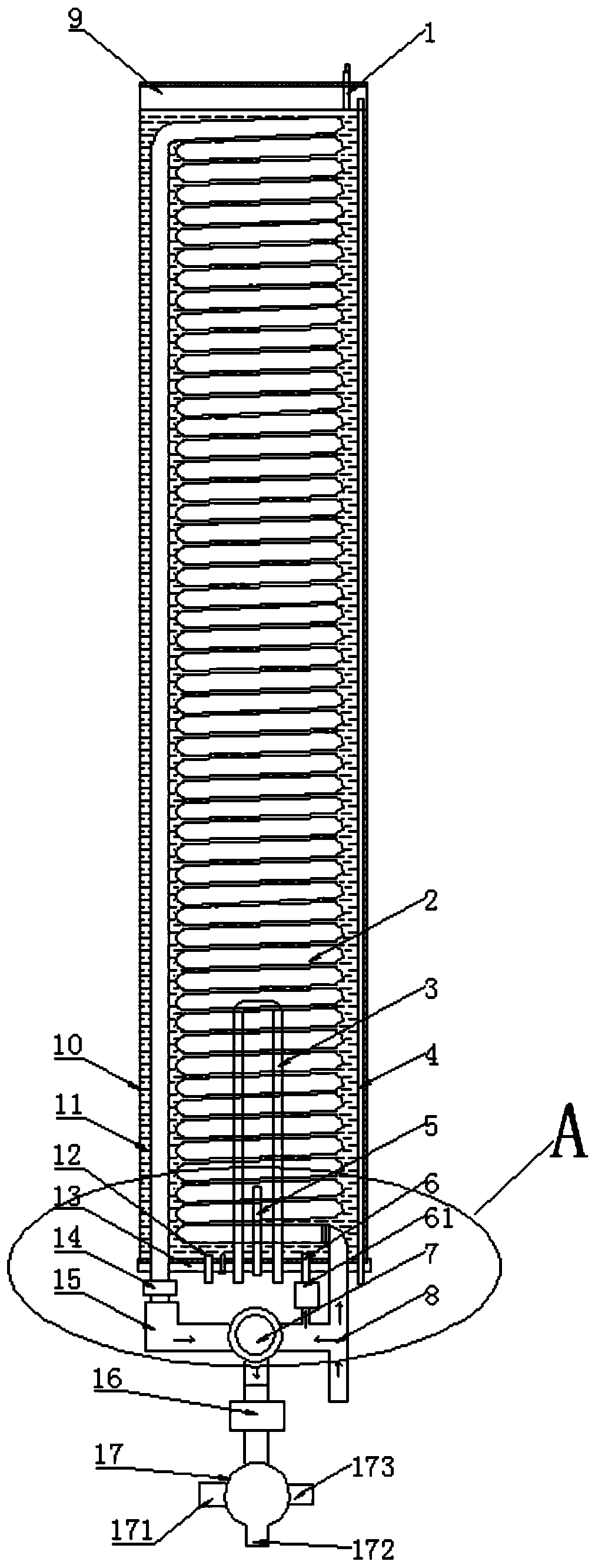 Integrated water heater adopting running water heating mode